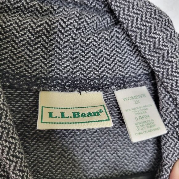 L.L. Bean Size 2X Gray Black Chevron Stripe Turtleneck Long Sleeve Shirt Top - Picture 5 of 8